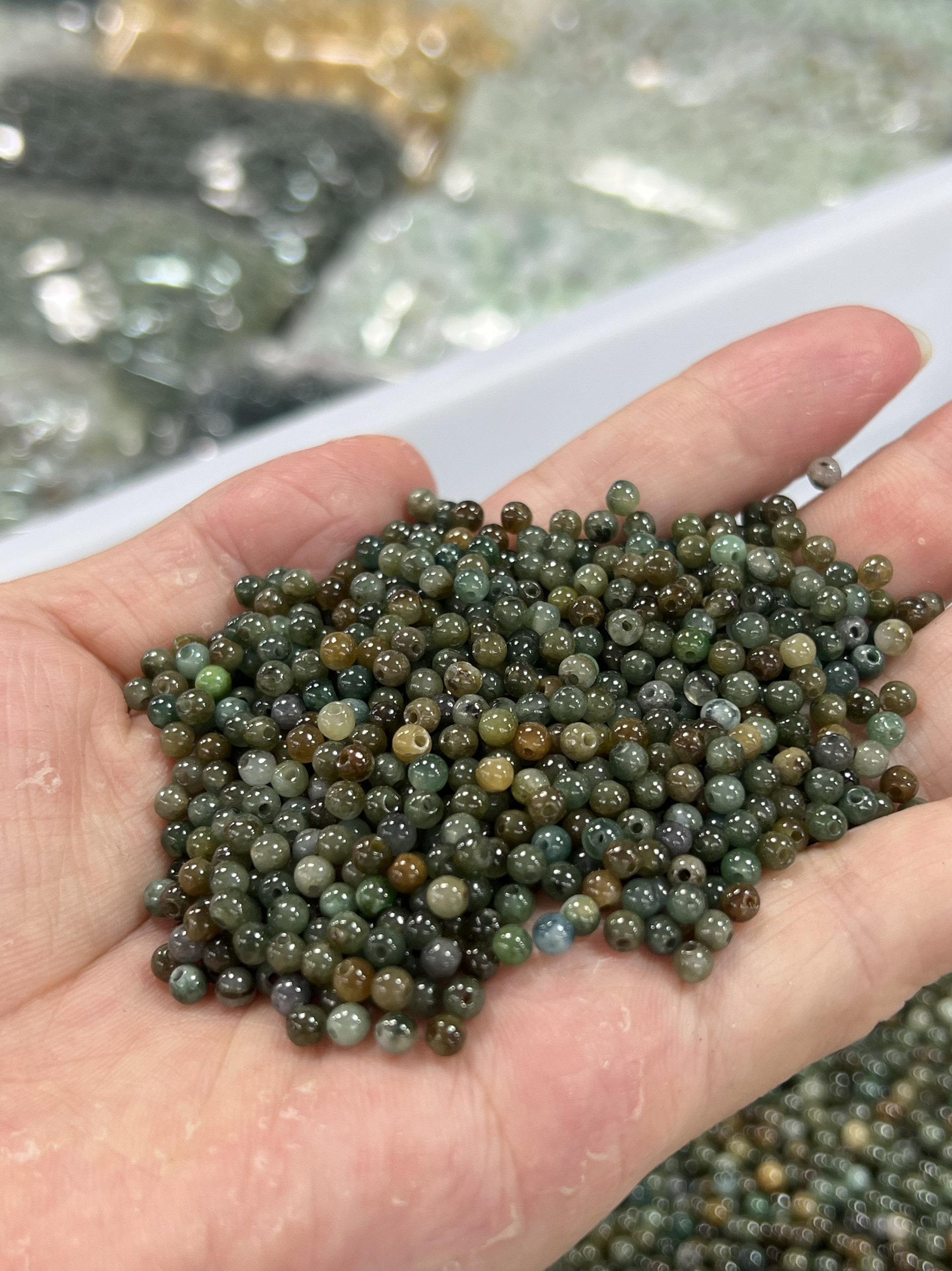 缅甸天然翡翠A货深色油青茶色圆翡翠裸石/蛋面
