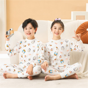 中领无骨儿童纯棉内衣套装 中小童全棉春秋打底睡衣 男女童秋衣秋裤