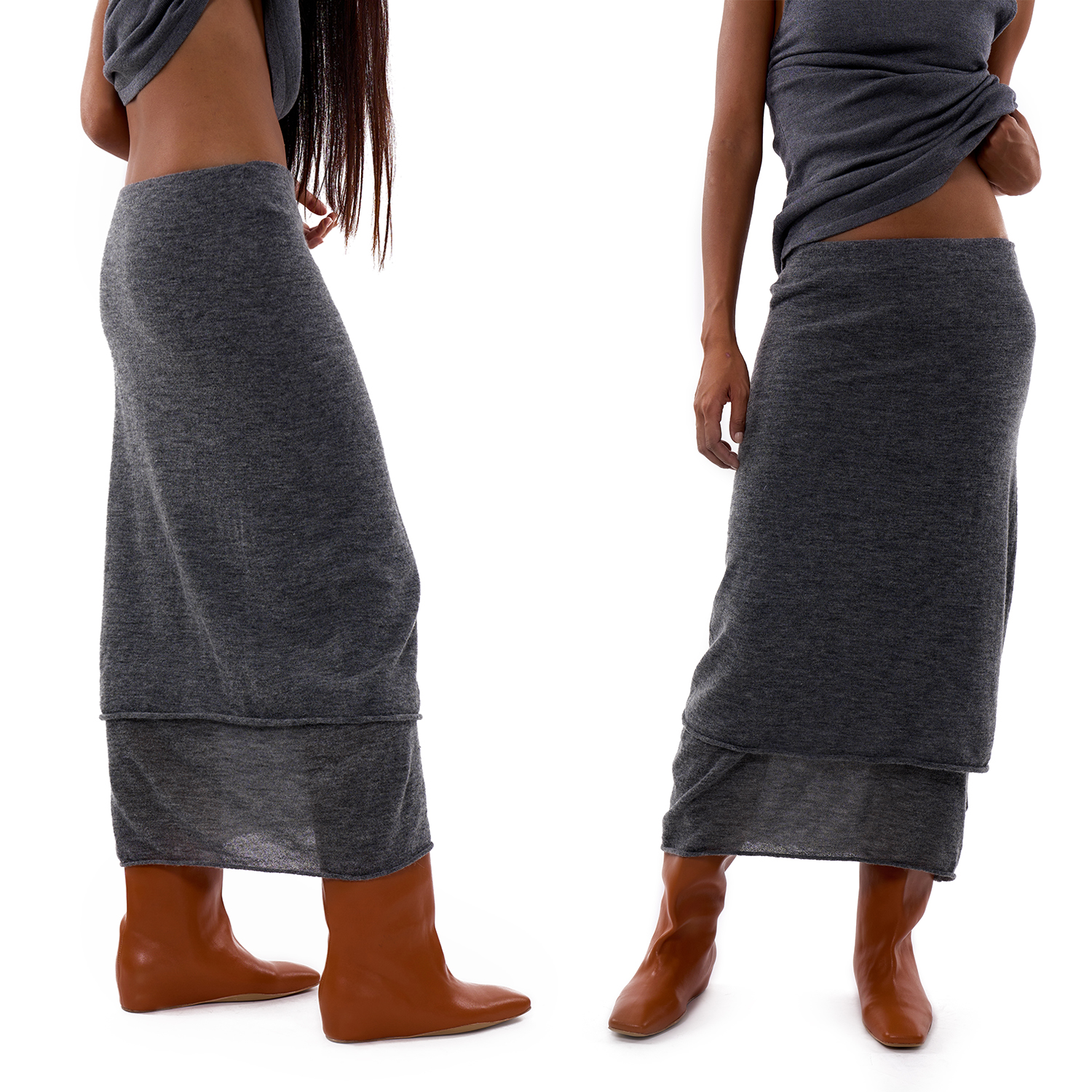 小众设计松弛老钱双层针织半身裙