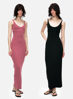 no info‘优雅纵容一点性感’度假修身沙漏型U领吊带针织连衣裙女