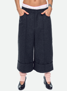 no info'智性冷感的反差’2025年秋冬羊毛翻折七分裤毛呢西装裤灰