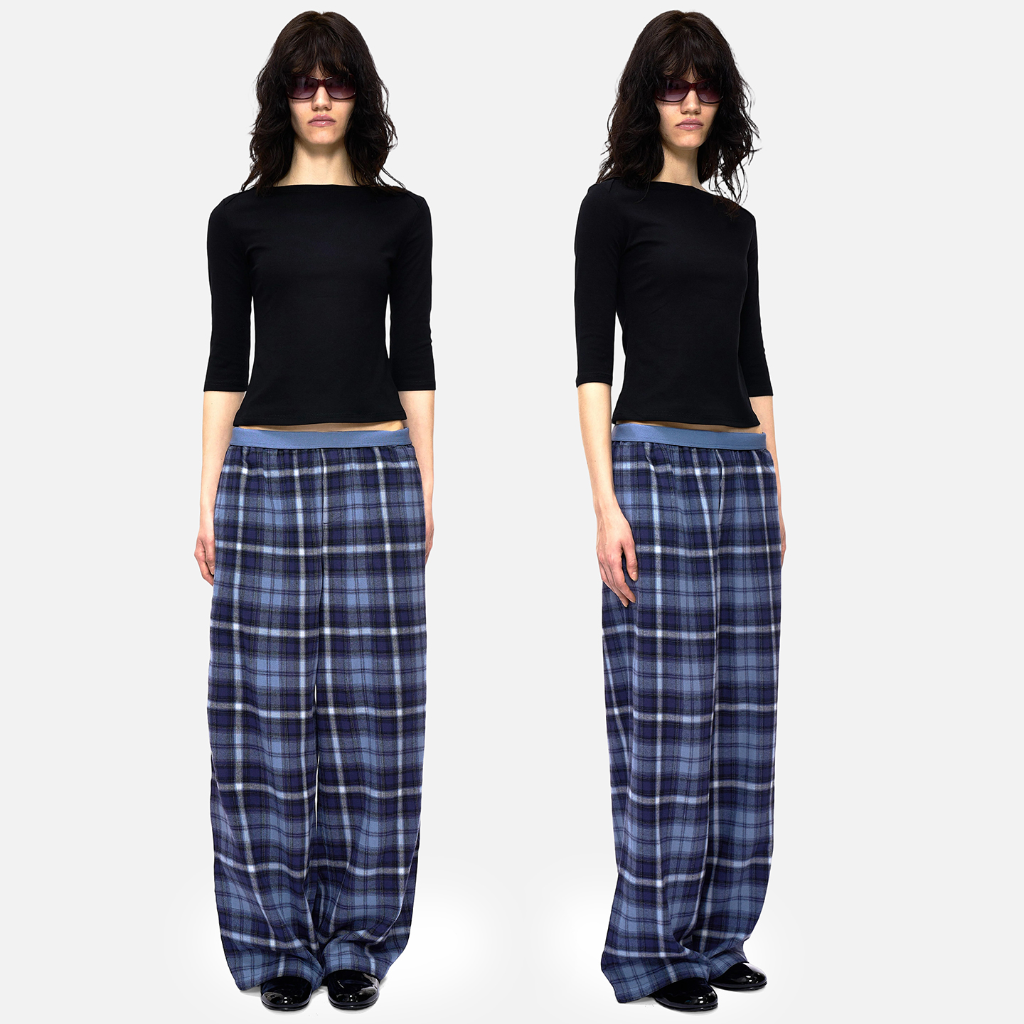 valleygirl出片格纹宽松休闲裤