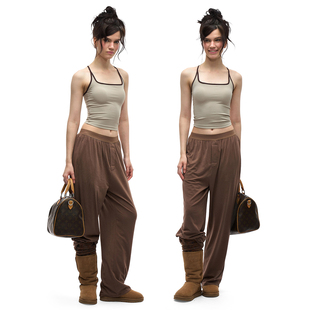 no info‘1分钟穿搭公式’白女精致基础舒适呼吸感纯棉垂垂休闲裤