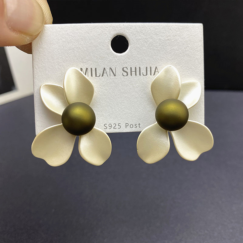 925银针复古女超仙花瓣夏季耳钉