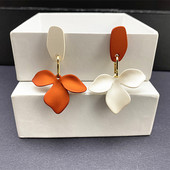 高级感耳环925纯银复古气质花瓣耳坠女轻奢撞色耳饰2025新款 爆款