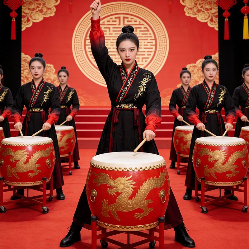 古装剑舞打鼓武侠风汉服男女中国风古风开场舞雪龙吟古典舞演出服