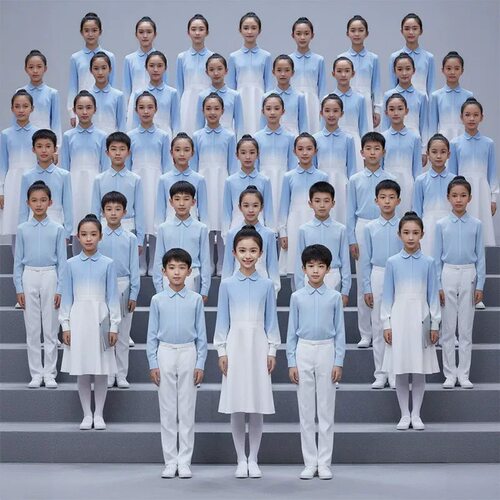 儿童初中生小学生蓝色爱国主题诗歌合唱朗诵演讲比赛演出服礼服