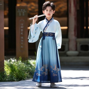 儿童古装男童春季唐装2026新款帅气书生国学表演新中式汉服武侠风