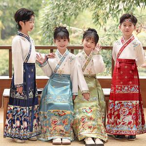 儿童汉服马面裙套装男女童国学演出服运动服服装唐装儿童合唱服装