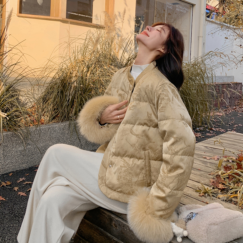 新中式国风皮草羽绒服
