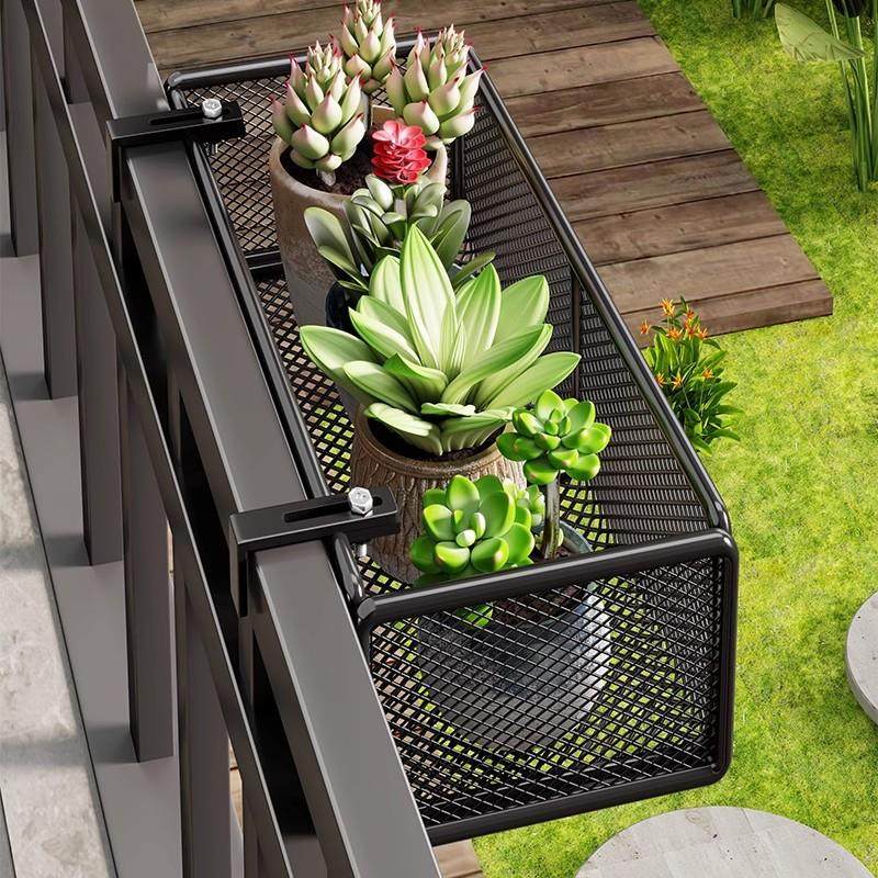 阳台窗台花架置物架铁艺悬挂窗户栏杆挂式花盆架室内家用多肉架子