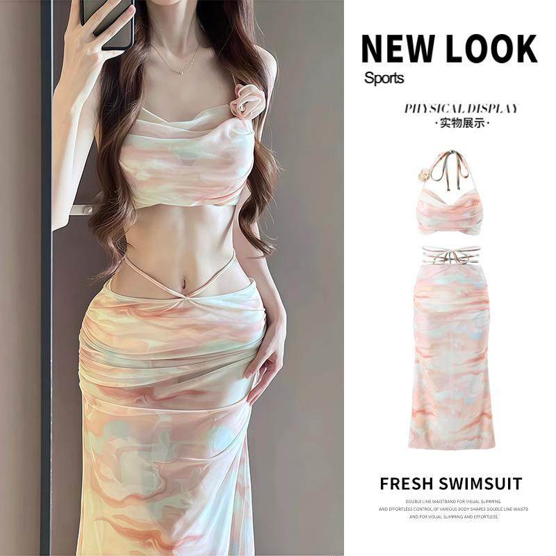 比基尼泳衣女2025新款分体三件套性感长裙高级感钢托聚拢海边度假