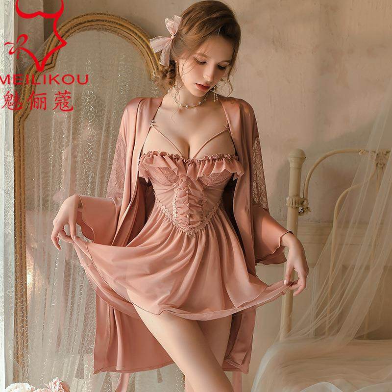 轻奢网纱吊带居家睡裙荷叶边女钢托聚拢显瘦家居服睡袍2063,女士内衣/男士内衣/家居服,睡袍/浴袍,淘宝优惠券,粉丝福利购,淘宝优惠卷