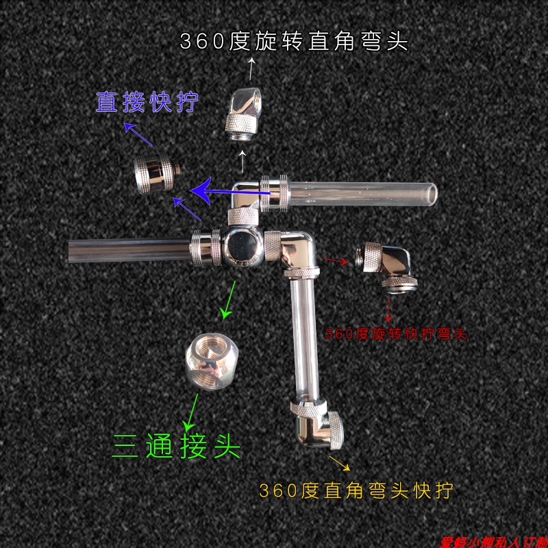蚁巢水冷连接配件直角弯头快拧