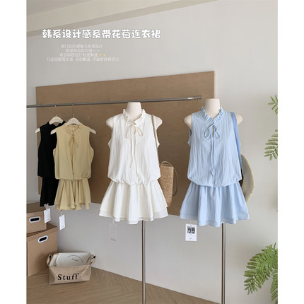 OAKMOO Basic * 莱赛尔棉系带松弛廓形设计感花苞水母裙连衣裙