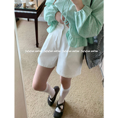 fufufun「百搭显瘦」日系复古好版 型超好搭白色高腰短裤