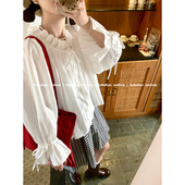 fufufun「氧气女孩」原创春日提花氧气肌理感花边领系带衬衫 上衣