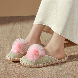 手工包头拖家居鞋 新中式 花笙缘蒹葭 可外穿防滑静音拖鞋 伊人