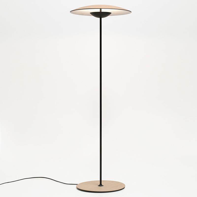 书房落地灯后现代简约艺术创意设计师样板房木纹色蘑菇头立式灯具