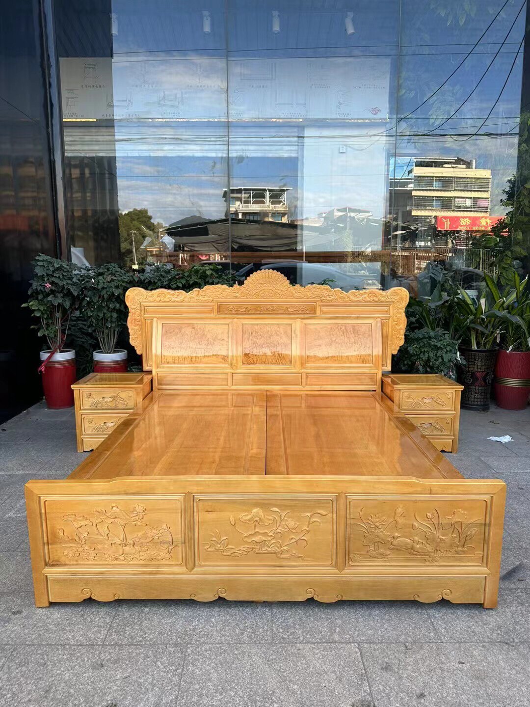 金丝楠木双人床高低床小叶桢楠婚床实木主卧室高档新中式家具新款