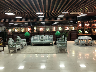 缅甸翡翠家具客厅沙发罗汉床中式 椅子翡翠卷书3件套收藏定金20万