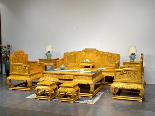 沙发中式客厅组合古典水波纹