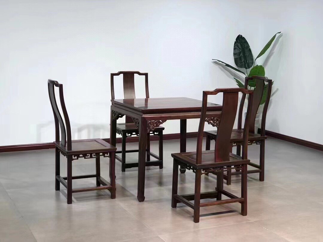 大红酸枝如意麻将桌七件套印度小叶紫檀交趾黄檀两用紫光檀餐桌