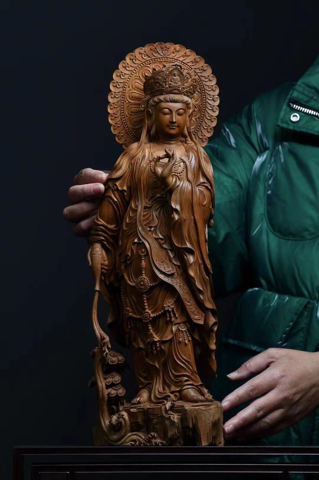 印度老山檀香佛像雕像室内玄关家居文玩摆件收藏品横财弥勒佛观音