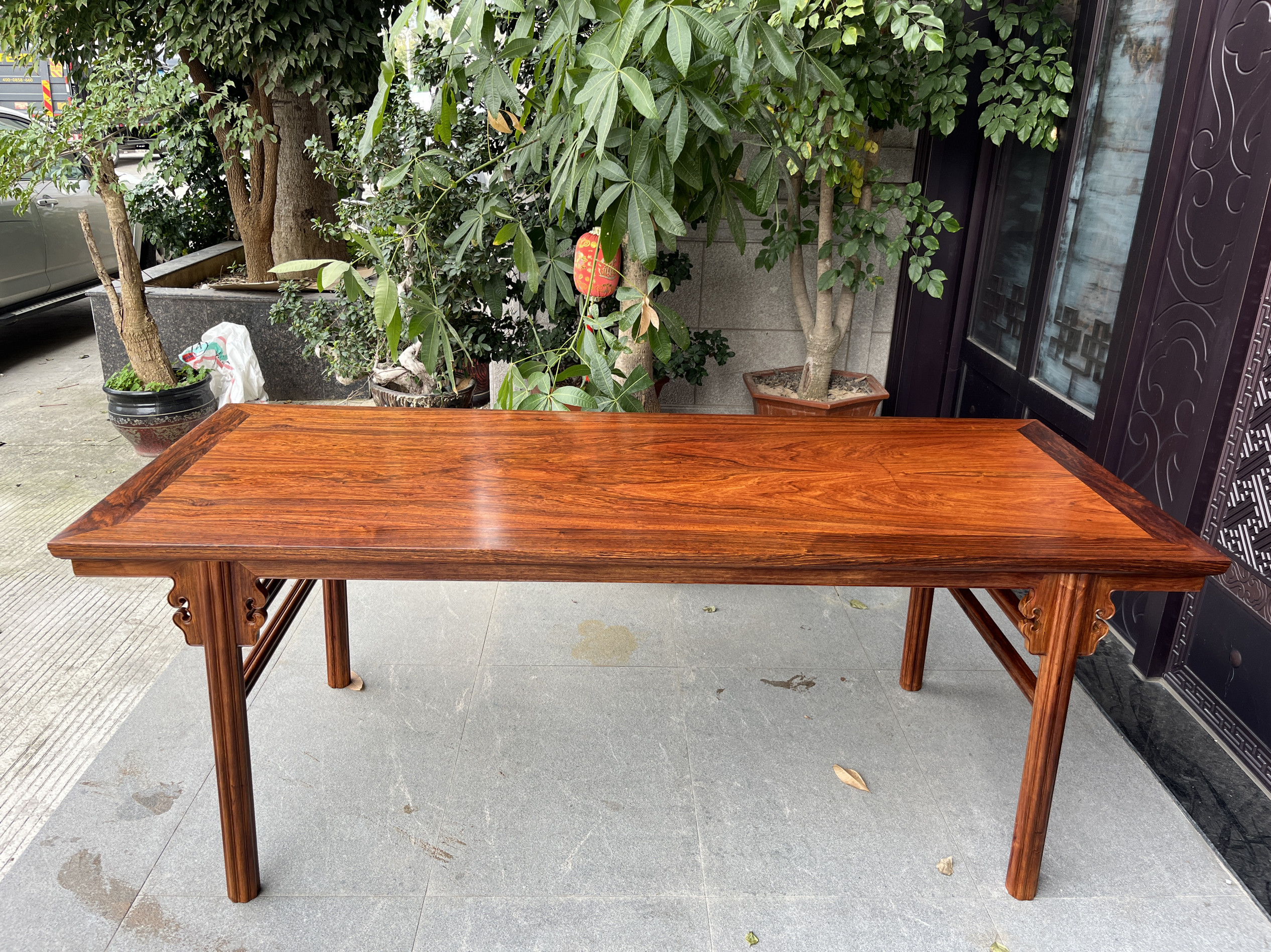 国宝海南黄花梨降香黄檀老料画案双拼板鬼脸紫油梨茶桌画桌可定制