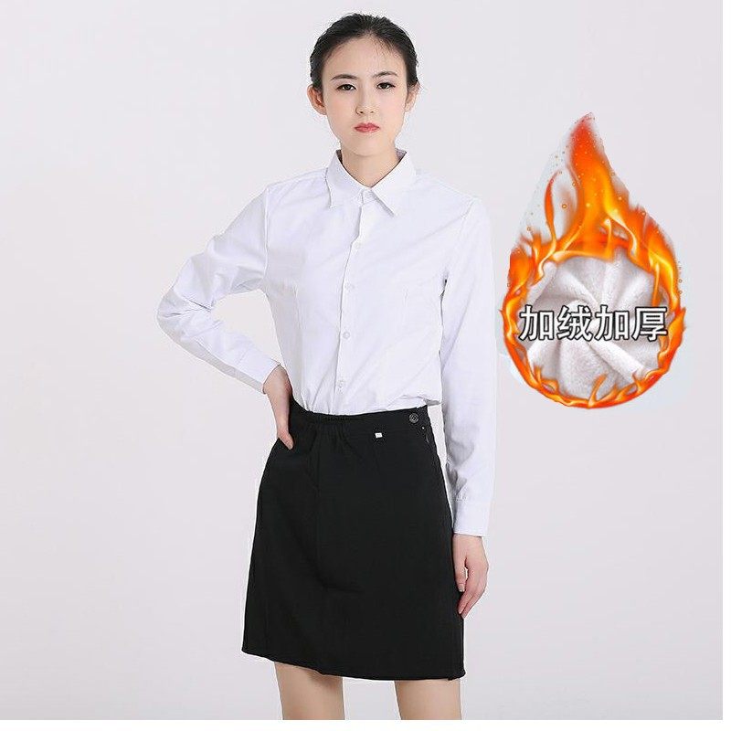 加绒保暖秋冬新款白衬衫女长袖职业装韩版修身大码工作服工装上衣