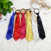 晚会派对舞台演出亮片韩版 领带拉链调节窄领带蝴蝶结大号亮片领结