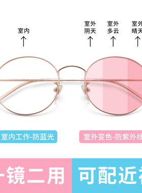眼睛框变色韩版近视墨镜