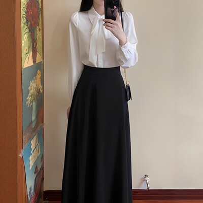 法式白色衬衫女长袖教师