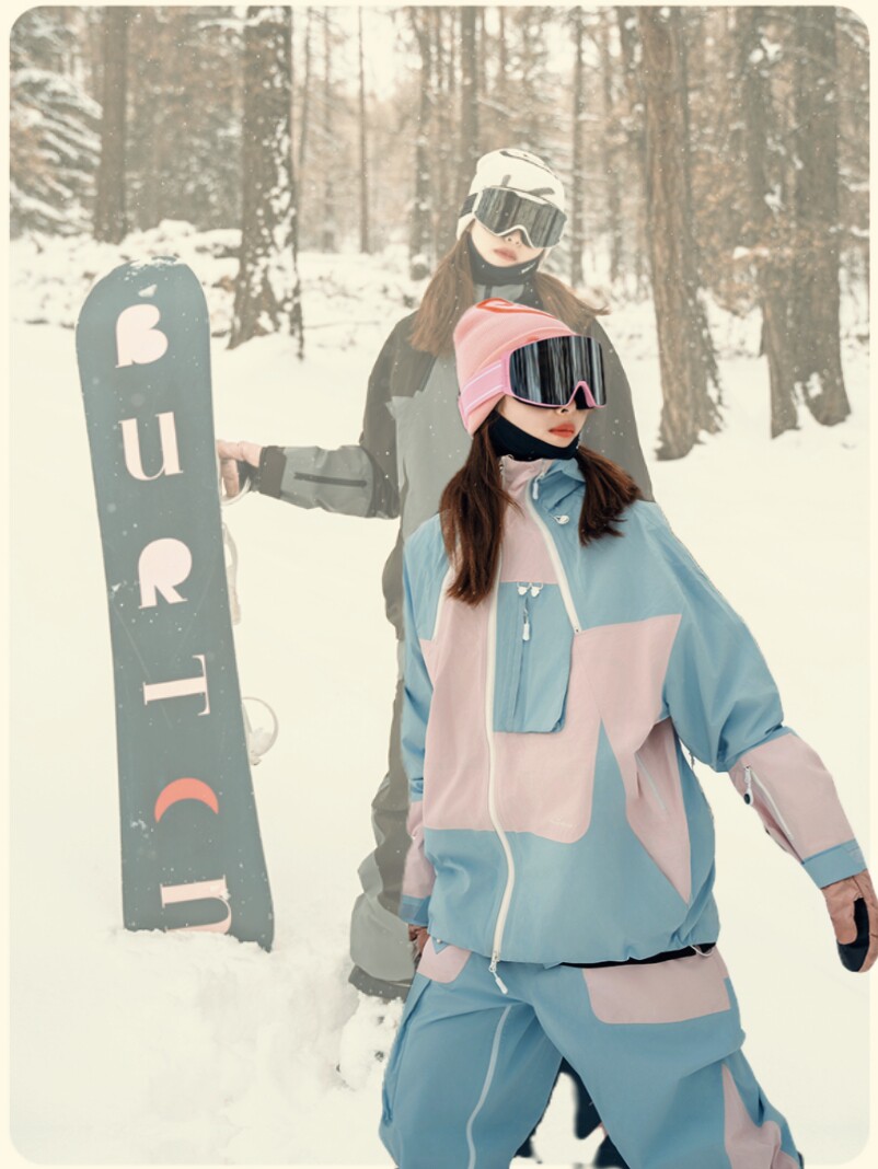 nis滑雪服防水透气蓝粉拼色潮牌