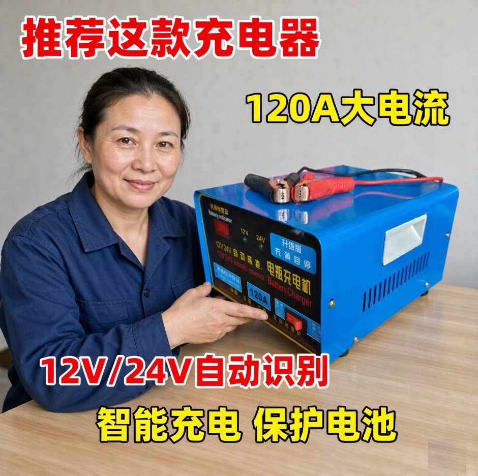 时风五征充电机电瓶蓄电池纯铜大功率充电器农用车三轮拖拉机冲电
