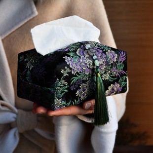 流苏纸巾盒-非遗真丝宋锦新中式锦缎纸巾盒手工DIY套装手工作业