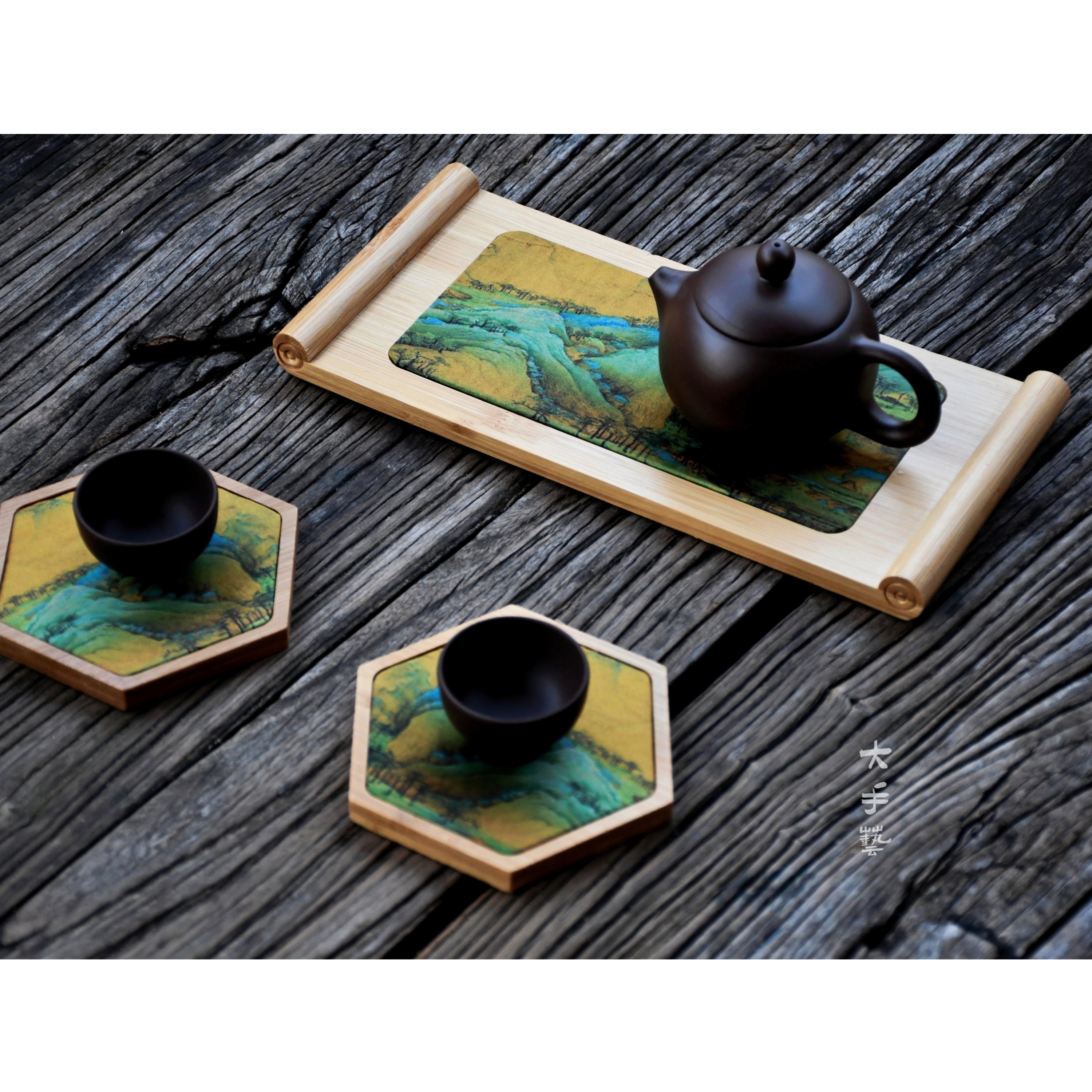 宋锦竹茶垫三件套—新中式锦缎真丝茶席布艺手工DIY材料包,居家布艺,缝纫DIY材料套装,淘宝优惠券,粉丝福利购,淘宝优惠卷