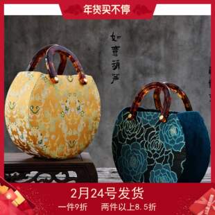 手鼓圆盒 真丝宋锦织锦中国风手机包手工包非遗口金包DIY材料包