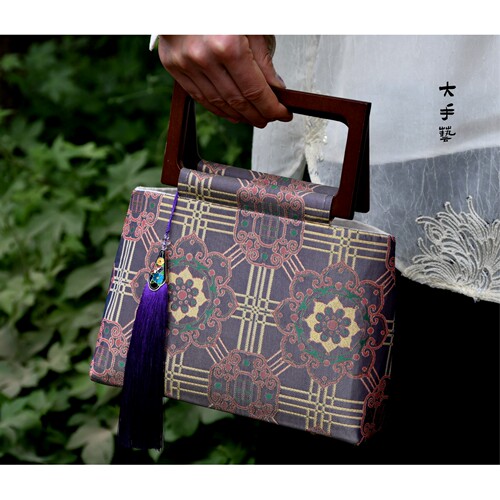 方木拎-入门级宋锦缎真丝非遗中式手工包流苏口金包DIY材料包