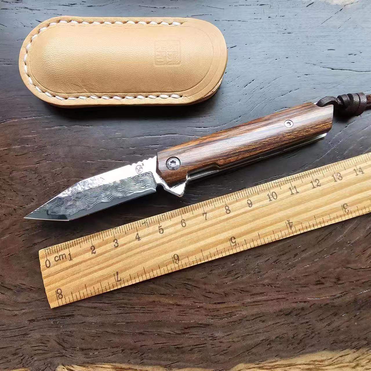 简师傅小魔方日本vg10大马士革钢折叠刀精致便携小刀高硬度口袋刀