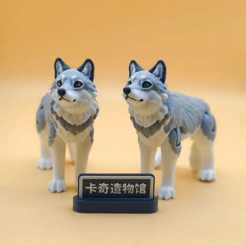 3d打印极地狼仿真狼狗动物关节可动可爱儿童玩具桌面模型车载摆件