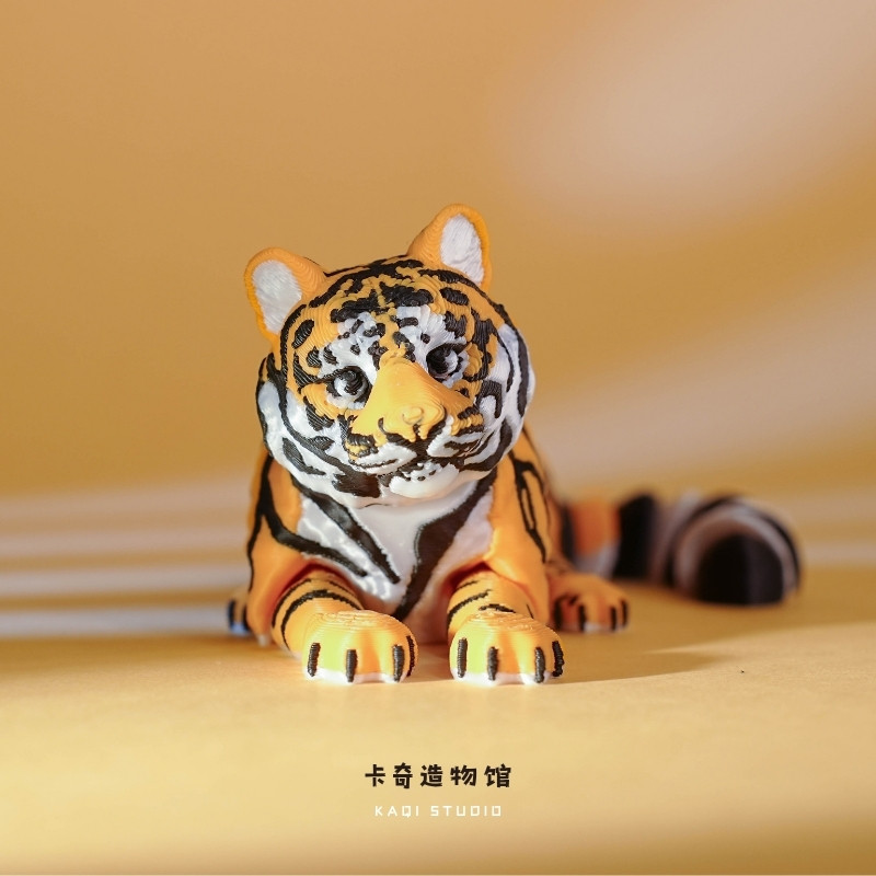 东北虎关节可动仿真老虎动物玩具立体可爱模型桌面车载摆件3D打印