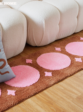 ins风客厅卧室地毯床边毯长条简约簇绒加厚飘窗垫 可洗防滑不移位