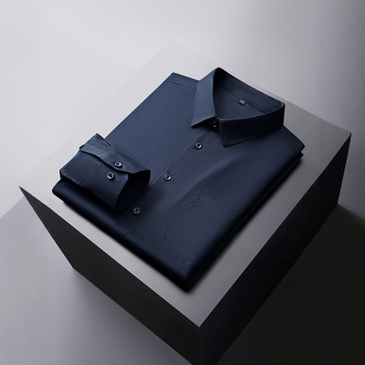 秋季纯棉长袖衬衫男纯色百搭