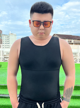 男士藏肉神器3代胖子肥佬大肚腩雌化胸收腹束胸束身高弹冰丝背心