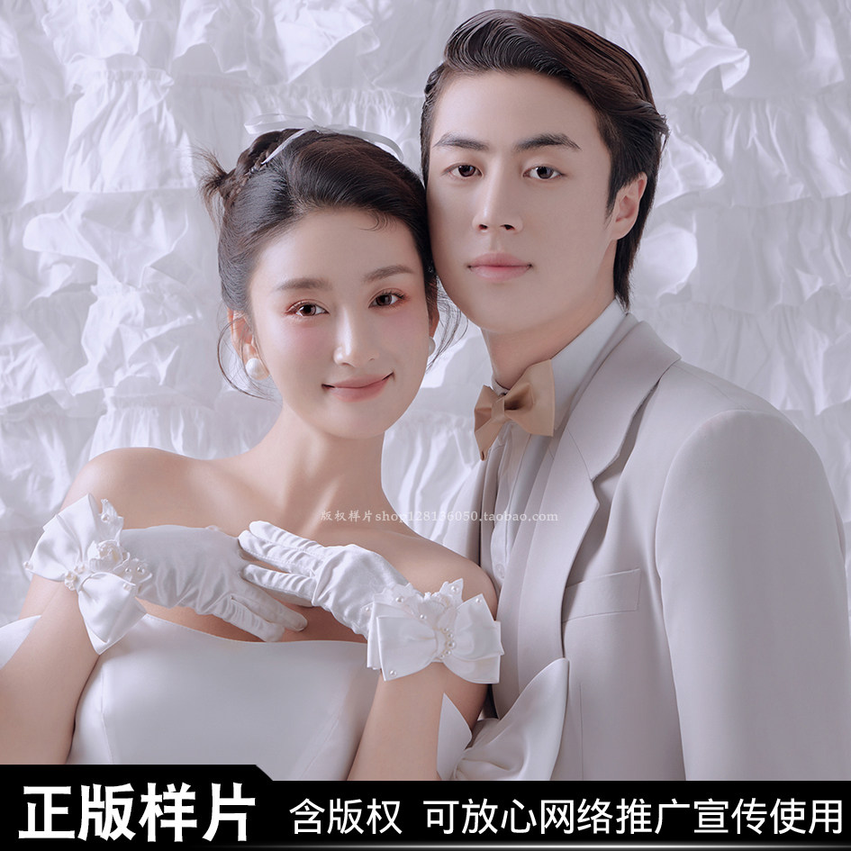 影楼婚纱照新款样片 展会版权高端小清新高定白纱韩式极简客样照