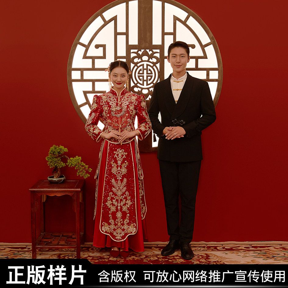 中式秀禾婚纱照客样新款汉服国潮美人记影楼高端古装喜嫁光影样片
