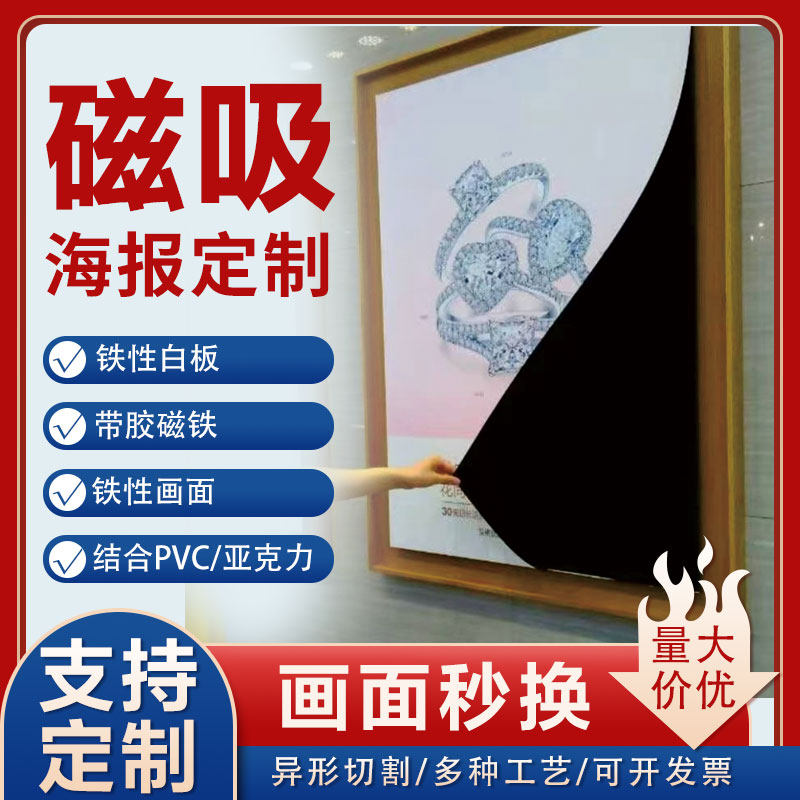 磁吸文化墙定制海报可擦搽铁力吸员工风采PVC公司照片办公室车贴图片