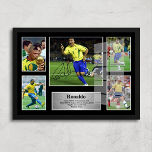 巴西罗纳尔多·纳扎里奥签名海报纪念相框摆件生日礼物足球装饰画