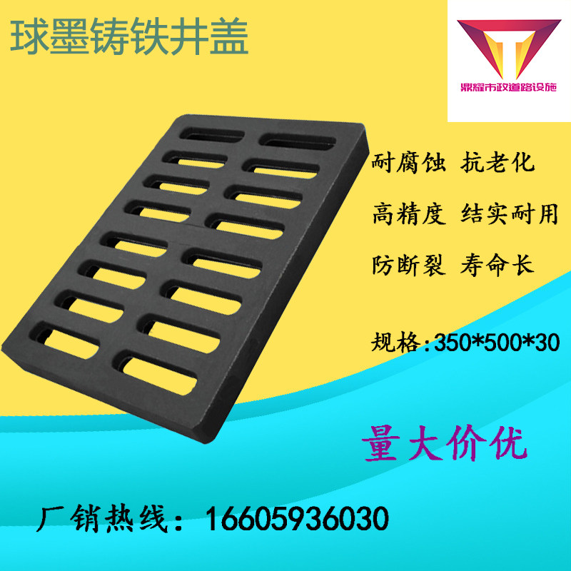 井盖盖板单篦子球黑铸铁雨水口沟下排水下水道300x500x30b125井盖